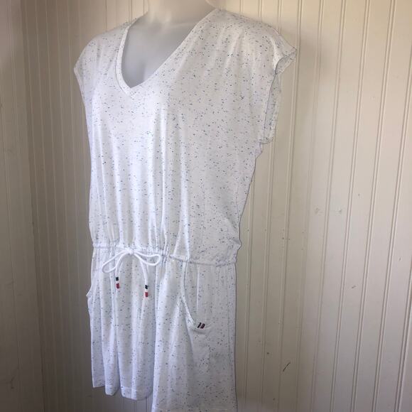 TOMMY HILFIGER Retail $78 Blue White Tie Waist Swim Dress Cover Up Size Large - Picture 4 of 7